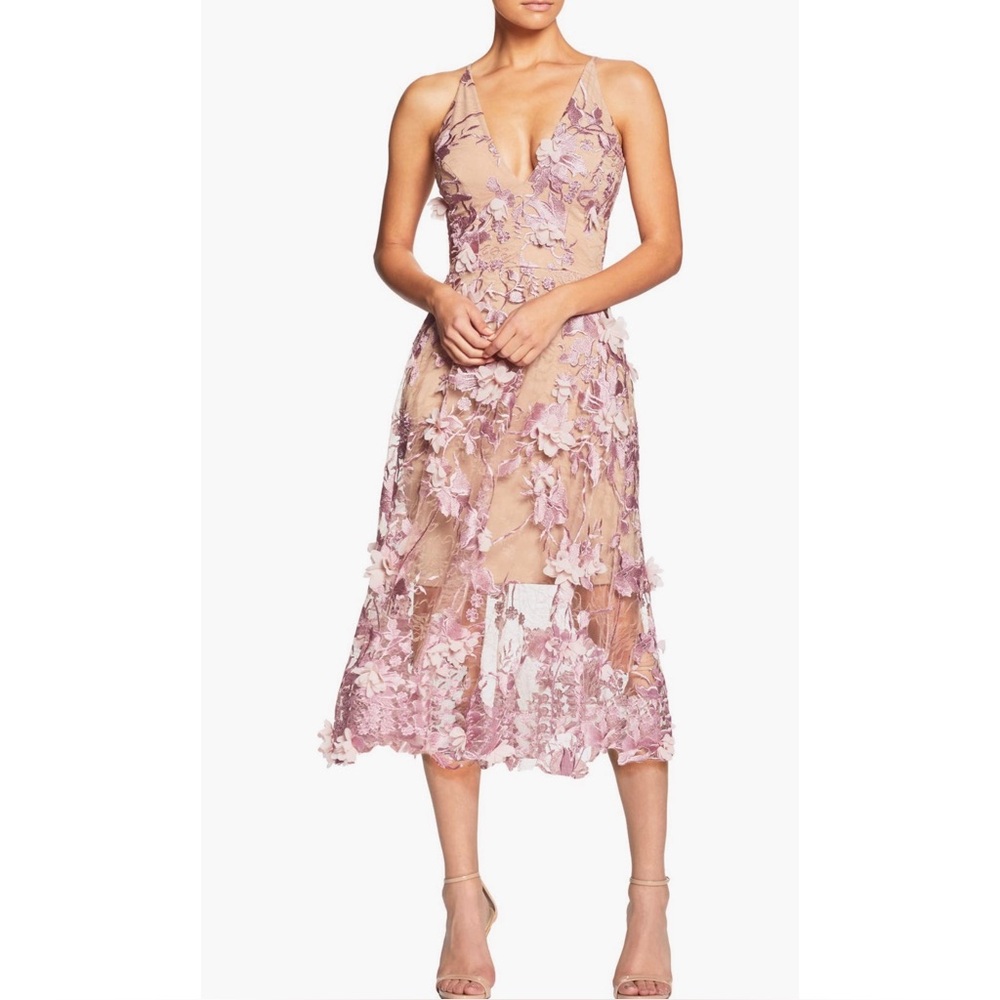 NWOT Dress the Population Audrey Floral 3D Embroidered Dress 💗 - Picture 8 of 11